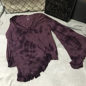 Tie-Dye Purple Bell Sleeve Top